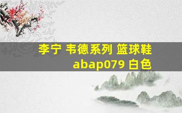 李宁 韦德系列 篮球鞋 abap079 白色